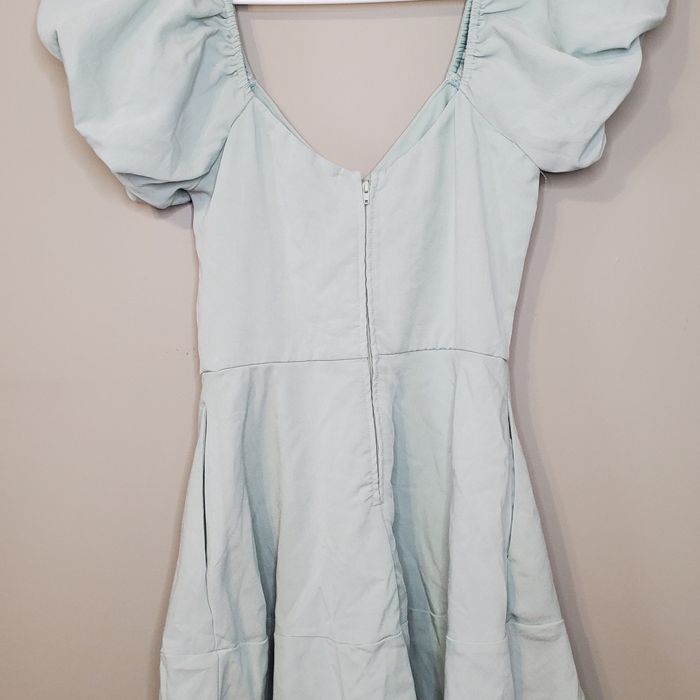 Altar'd State Women's Elegant Teal Puff Sleeve Mini Dress Size Small - Picture 2 of 9